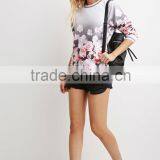 Women Ombre Floral Print Athletic Pullover With Curved Hemline thumbnail-5