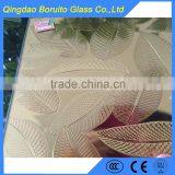 Colored Mirror Glass With Leaves Pattern