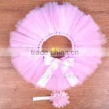 Best Birthday Gift Pink Fluffy Chiffon Flower Tutu Party Baby Kids Picture Skirt Wholesale thumbnail-2