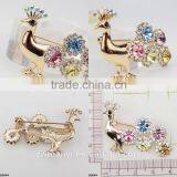 Hot Sale High Quality Silver Jewelry Woman Accessorize Gemstone Brooch Peacock Brooch B0044 thumbnail-2