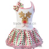 Baby Xmas Reindeer Colorful Polka Dots Petti Pettiskirt Tutu Party Dress