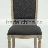 Classic French Style Solid OAK Carved Black Linen Dining Chair/restaurant Chair(CH-809-OAK) thumbnail-2