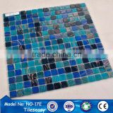 luxury hot-melting resin mixing glass swimming pool glass mosaic blue