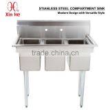 Freestanding Restaurant Kitchen 3 Three Compartment Commercial Stainless Steel Sink for Catering Services thumbnail-1