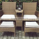 double seat outdoor rattan bar chair with ottoman