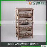 Small Cheap Indoor Storage Wooden Cabinet With Many Wicker Drawers thumbnail-1