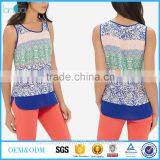 2016 Boho Clothing Curved Dolphin Hem Colourful Print Women Tank Top thumbnail-1