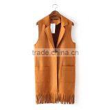 Wholesale Clothing Contemporary Fringed Faux Suede Tassel Vest thumbnail-1