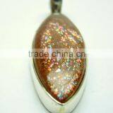 Sunstone Marquise Natural Gemstone Cabochon Pendant, 925 Solid Sterling Silver Pendant, Bezel Designer Pendant thumbnail-2