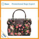 Fashion Flower Print Nylon Lady Tote Bag Women Shopping Bags thumbnail-3
