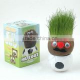 world cup ceramic football pot with grass head doll