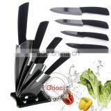 GOOCI Ceramic Knife Set Super Sharp Chef Fruit Ceramic Knife Set Size 3"+4"+5"+6" + Peeler + Holder BLACK BLADE thumbnail-1