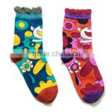 Custom Design Multi Colors Cute Girls Floral Pattern Cotton Crew Jacquard Socks