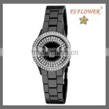 Fake Diamond Watch Dial Nice Ceramic Watch Lady Slim Stone Wrist Watch