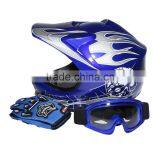Youth Blue Skull Dirt Bike ATV Motocross Helmet Goggles+Gloves+Interphone S M L thumbnail-2
