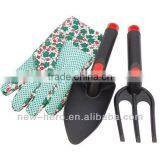 DIY Series Garden 3 Pcs Nylon Hand Fork Trowel & Glove (M) Set thumbnail-1