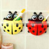J333 Plastic Cartoon Beetle Toothbrush Holder Bathroom Set With Four Strong Suction Cup thumbnail-1