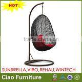 OUTDOOR PATIO SWING HAMMOCK IN BLACK RATTAN thumbnail-1