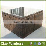 Comfortable Outdoor Garden Wicker Dining Table Set thumbnail-1