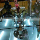 Rectangle Used Glass Dining Table Designed for Living Room / Stainless Steel Dining Table AH6120L thumbnail-2