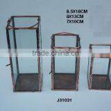 Copper and Glass Votive Lantern in Mirror Polish Finish thumbnail-1