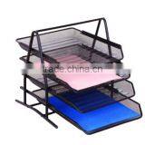 4 Layers Black Office Desk Metal Mesh File Rack thumbnail-2