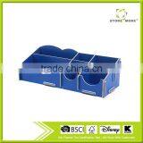 6 Compartments Wooden Home Office DIY Desk Cosmetic Storage Organizer Pen Container thumbnail-2