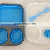 Foldable Silicone Lunch Box With Fork and Knife thumbnail-4