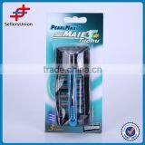 4PCS CHANGEABLE STAINLESS STEEL TRIPLE BLADE RAZOR WITH RUBBER HANDLE thumbnail-1