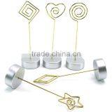 Shaped Place Card Holders With Silver Round Resin Base for Tabletop Use, 5 Different Designs,115mm Tall