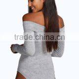 Professional Manufacture Factory Supply Bardot Neckline Long Sleeve Bodysuit Women thumbnail-2