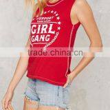 2016 Summer Young Lady Red Print Cotton Tank Top HST8055 thumbnail-2