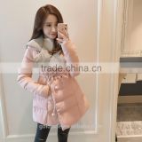2016 customized manufacture fashionable korean style winter thick turn-down collar Medium style ladies coats with braid