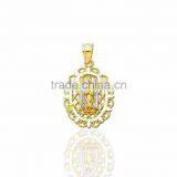 14kt Two Tone Plated Mother Mary Pendant in Filigree Design thumbnail-1
