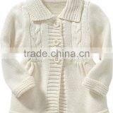 Long Style Baby Cable Sweater Coat Turn-down Collar Girl Knitting Cardigan thumbnail-1
