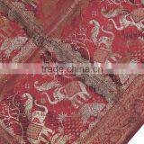 Elephant Maroon Zari Brocade Cushion Cover - Beautiful Stylish Decorative Euro Sham 26" thumbnail-3