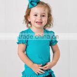 Hot Selling Girls Tops With Teal Ruffle Crewneck Girl Tees Kids Wear GT90420-61 thumbnail-1