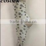 Flower Jacqaurd Women Lovely Ankle High Transparent Nylon Summer Socks thumbnail-5