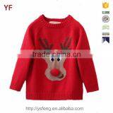 Popular Deer Deisgn Red Christmas Sweater Custom Knitting Patterns Christmas Pullover thumbnail-1