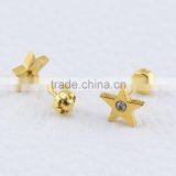Stainless Steel Gold Geometry Earring Stud Different Shape Flower Star Heart Butterfly and Clover thumbnail-4