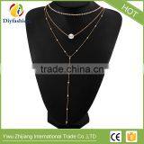 Whosales Crystal Pendant Three Layers of Pearl Collarbone Chain Necklace thumbnail-5
