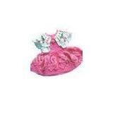 Anti - Piling Fabric Cap Sleeve Pink Summer Cotton Baby Knit Dress Pattern for Brithday thumbnail-1