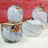 Wholesale Halloween Decorative Grey Glass Pumpkin for Decoration