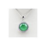 Sterling Silver and Green Jade Pendant (PSJ025)