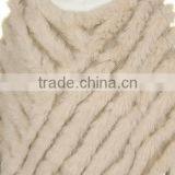 YR099 Ladies' Hand Knitting Pattern Real Rabbit Fur Shawl/ Mexico Hot Sell thumbnail-3
