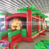 Jungle Forest Theme Inflatable Obstacle Course With Lion Animal Models for Sale
