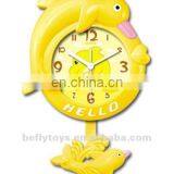 yellow dolphin cartoon wall clock with music signal