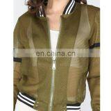 Fashion Stripe Collar Varsity Bomber Jacket Wholesale thumbnail-4