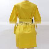 LAITE D2150 Autumn Women Causal Dresses Ladies Solid Color Short Sleeve Casual Dress With Belt thumbnail-7