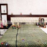 Indian Kantha Quilt Cotton Throw Decorative Vintage Ethnic Bed Cover Reversible Flower Prints Bedspread